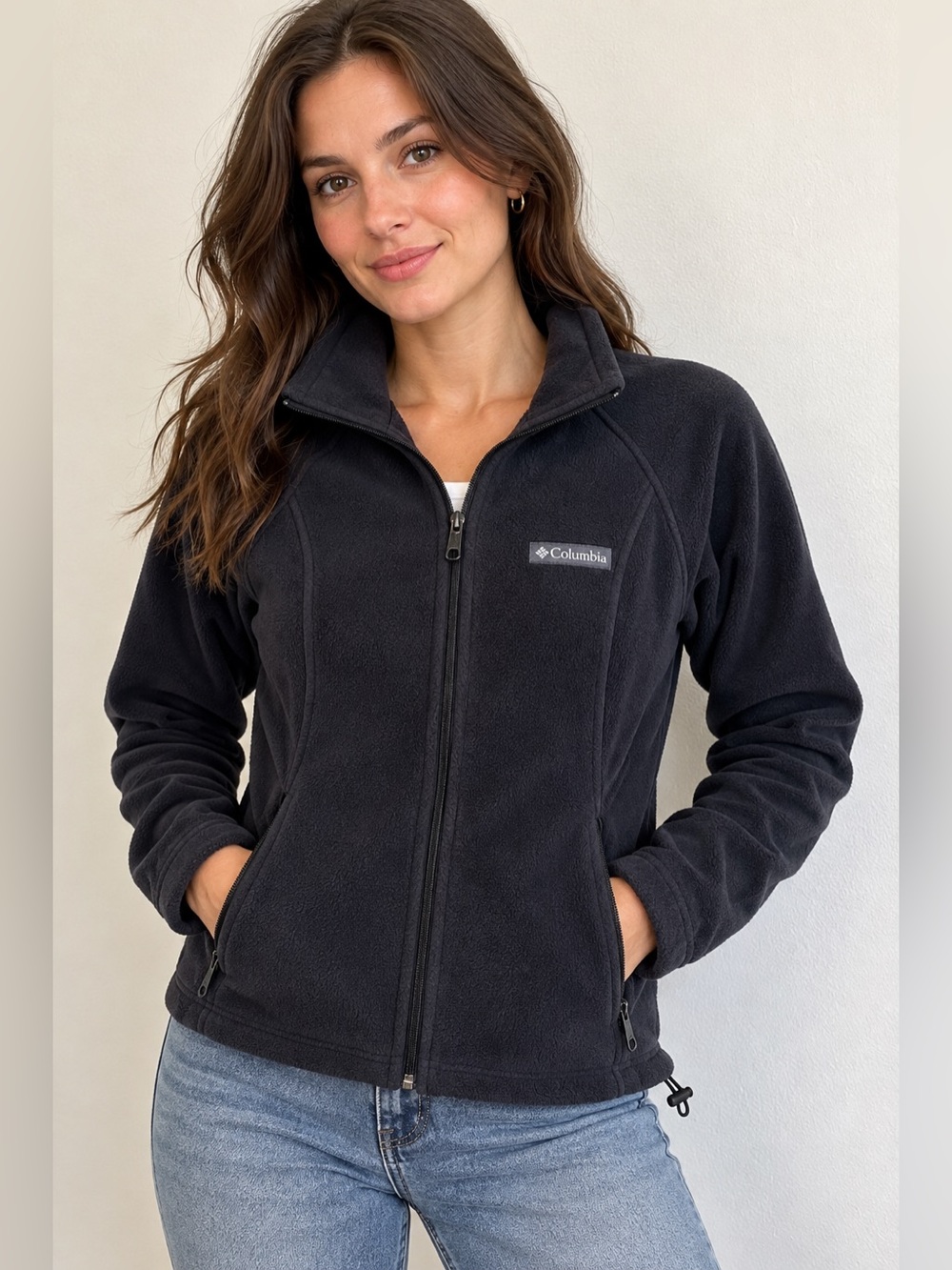 Columbia Women’s XS Black Full Zip Fleece Jacket Outdoor Hiking